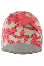 Gorro Niña Coral y Rosa - Modelo Lazos - Imagen 1