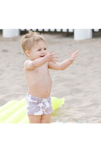 Bañador tipo Boxer Niño  Azul y Arena - Modelo Hawai - Imagen 1