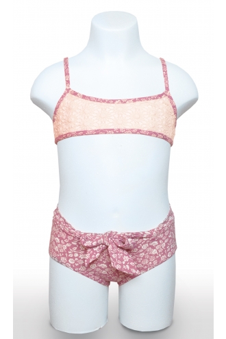 Bikini Niña Estampado Rosa- Modelo Romantic